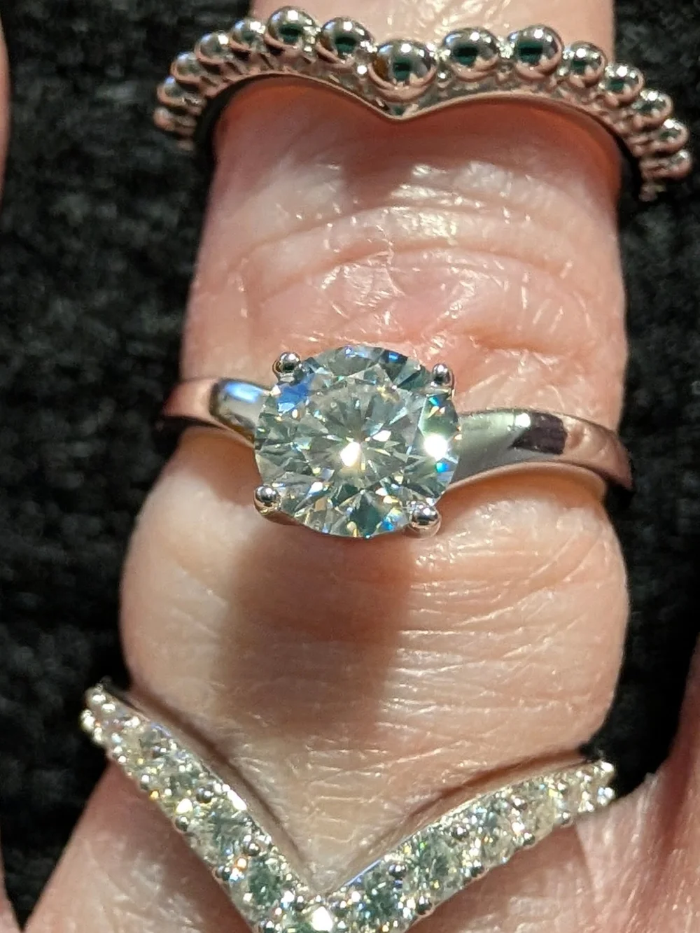 3-Piece Moissanite Ring, 1.26ctw diamond equivalent weight